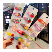 New color quicksand transparent children's fruit hair clip PVC baby BB side clip accessories hair clip